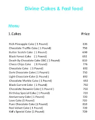 Divine Cakes & Fast Food menu 2