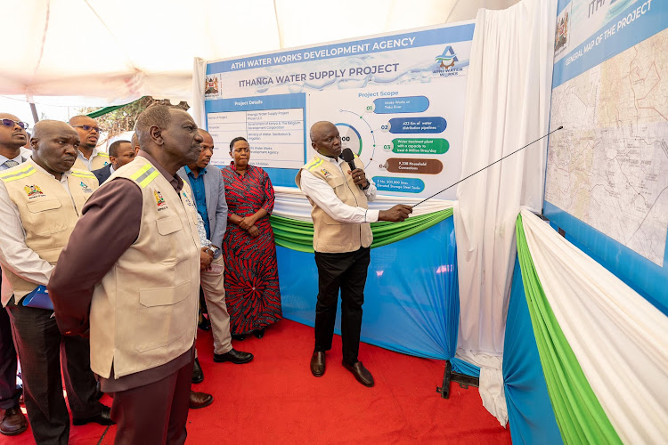 President William Ruto commissioning the Ithanga Water Supply Project that will serve more than 20,000 households in Gatanga Constituency, Murang’a County.