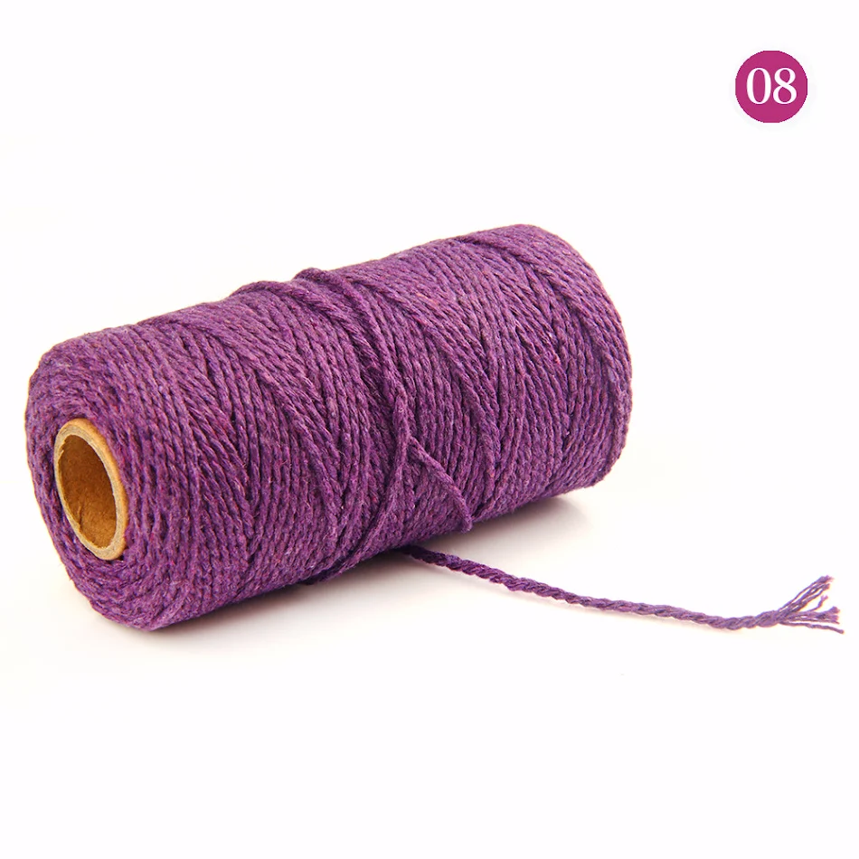2mm gekleurd katoenen touw, rood, geweven, voor knutselen, zongzi binden. Ideaal voor handwerk, cadeauverpakkingen en creatieve projecten.