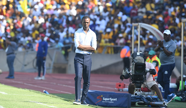 Kaizer Chiefs coach Arthur Zwane during their DStv Premiership match against Marumo Gallants at Royal Bafokeng Stadium in Rustenburg.