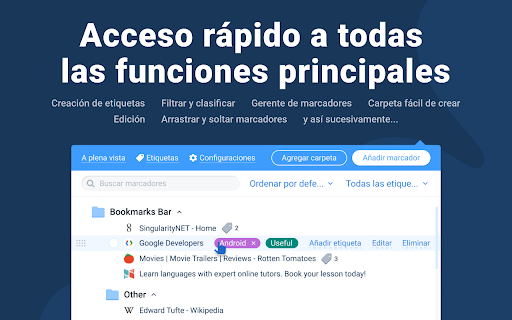 Bookmanize - Administrador de marcadores avanzado con etiquetas