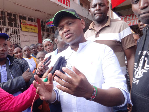 Thika town MP Patrick Wainaina. he on Sunday announced that sh 5 million will be set aside from the NG-CDF kitty to cater for provision of water in all public schools within the constituency./JOHN KAMAU