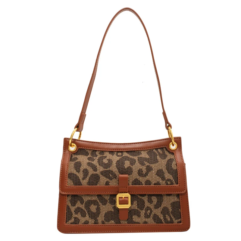 Retro Oksel Kleine Vierkante Tas Dames Mode Luipaardprint, perfect voor een stijlvolle en modieuze uitstraling.