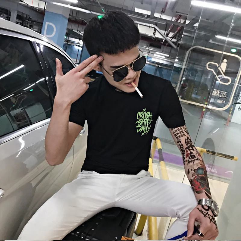 Slim fit trendy printed half sleeve t-shirt