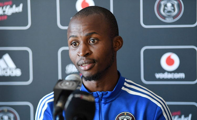 Orlando Pirates striker Terrence Dzvukamanja during media open day at Rand Stadium on May 11, 2023.