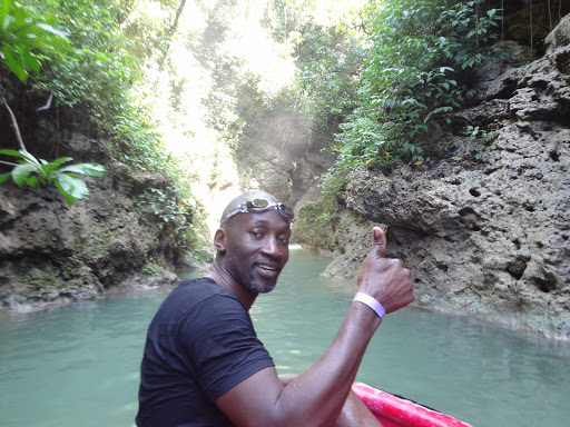 Cave hiding behind a waterfall Jamaica 2013