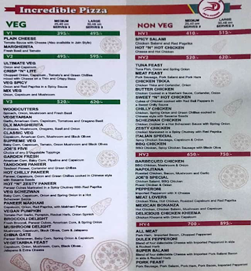 Joe's Pizzeria menu 