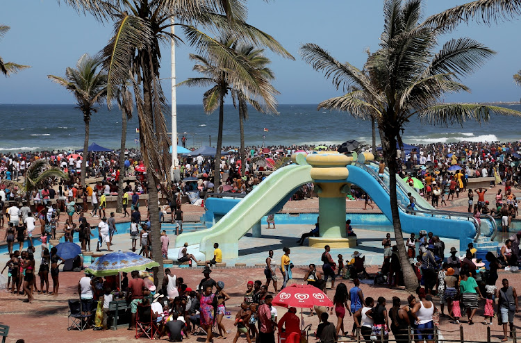 Durban's uShaka Marine beach was a hive of activity as pleasure seekers flocked to the beach on New Years Day.