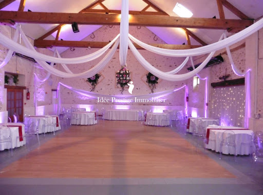 Decorated reception hall, round tables set - House purchase, 30 rooms, 20 bedrooms