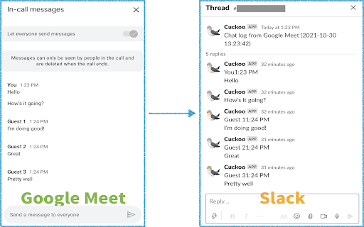 Cuckoo - Log Google Meet Chat Messages