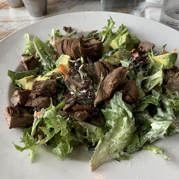 Fajita Salad with jalapeno ranch sans tortilla strips