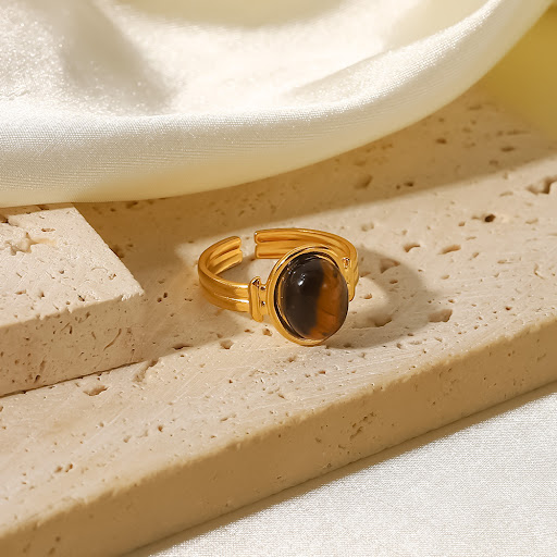 Title 3, Vintage Stainless Steel 18K Gold Plated Ring Ex...
