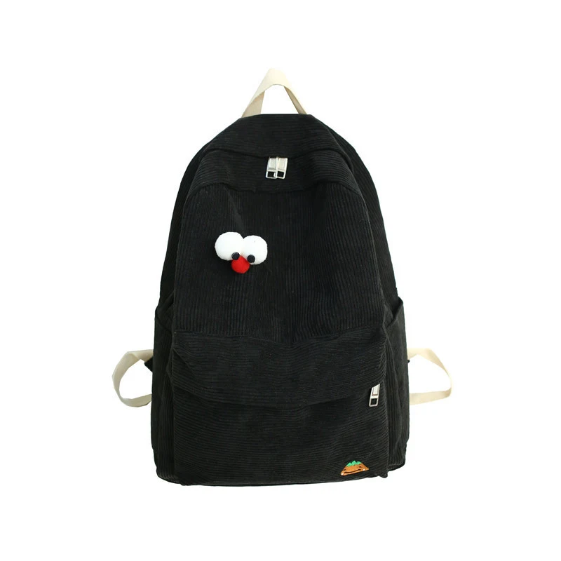 Mochila de veludo cotelê fofa e simples, perfeita para um visual fashion. Leve seus pertences com estilo e praticidade no dia a dia.