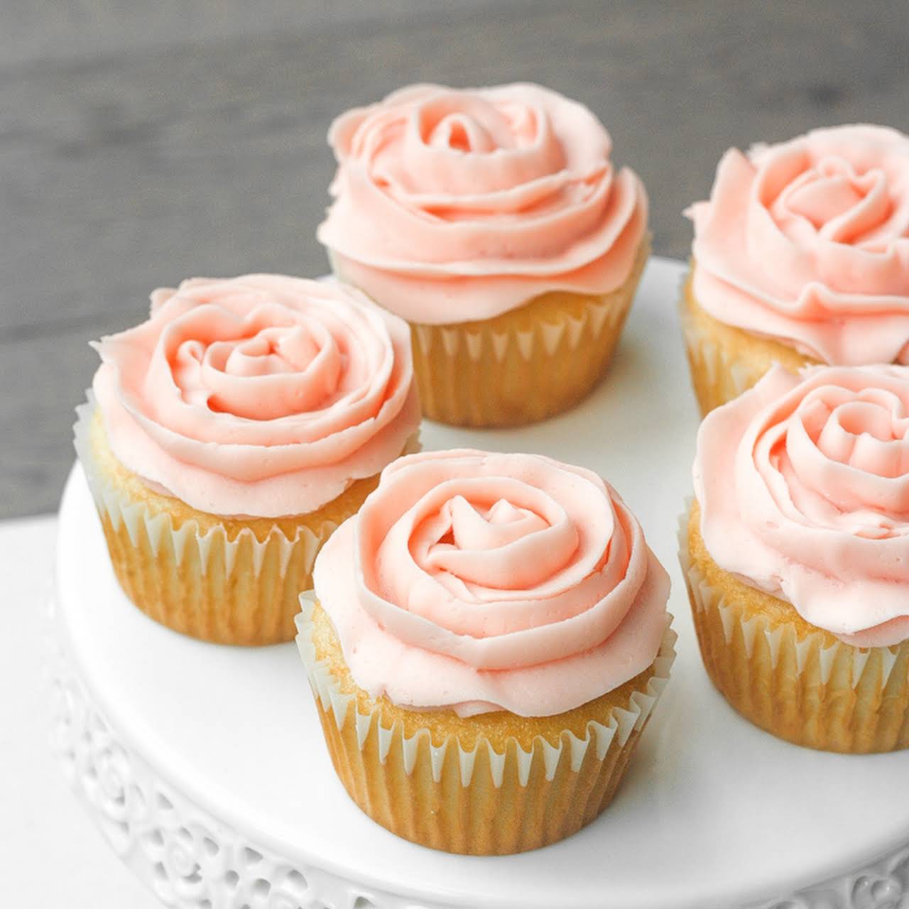 Mothers Day Vanilla Cupcakes Once Rose Petal Buttercream Icing