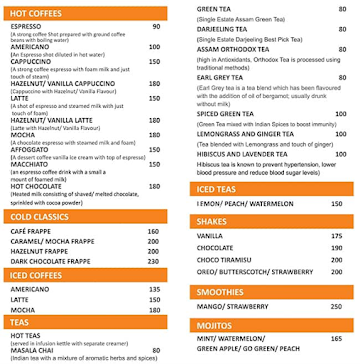 Cafe Terra menu 