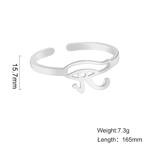 Title 3, Titanium Steel Horus Eye Open-Ended Bracelet Op...