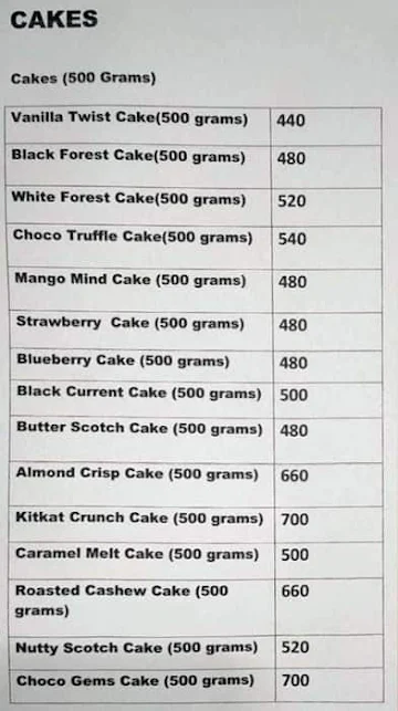 Crusto Cake menu 