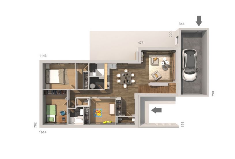  Vente Terrain + Maison - Terrain : 600m² - Maison : 95m² à Jonquières (34725) 