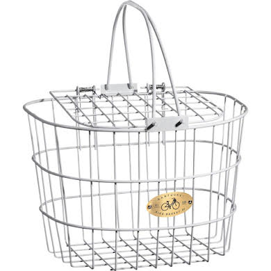 Nantucket Bike Basket Company Surfside Adult Wire D Handlebar Basket Basket with Lid - White