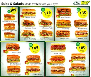 Subway menu 