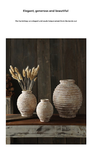 Title 8, Stoneware Hand Painting Circle Grit Antique Vas...
