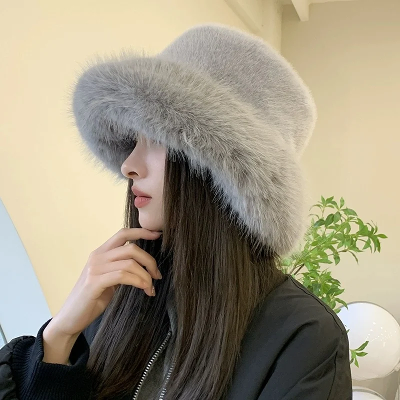 Chapeau chaud épais en fausse fourrure pour femmes