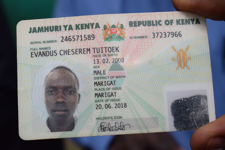 The student's national identity card