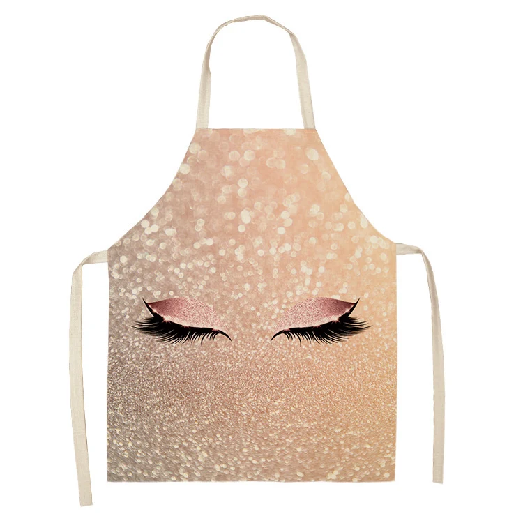 Tablier Coton Chanvre Imprimé 3D avec Cils Manga. Cuisine avec style et originalité. Protège vos vêtements tout en affichant un look unique et amusant.