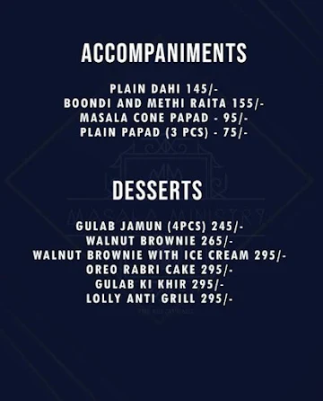 Masala Ministry menu 