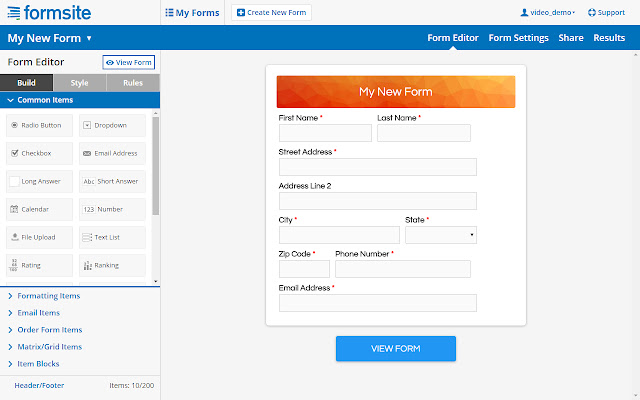 Formsite Online Form Builder chrome extension