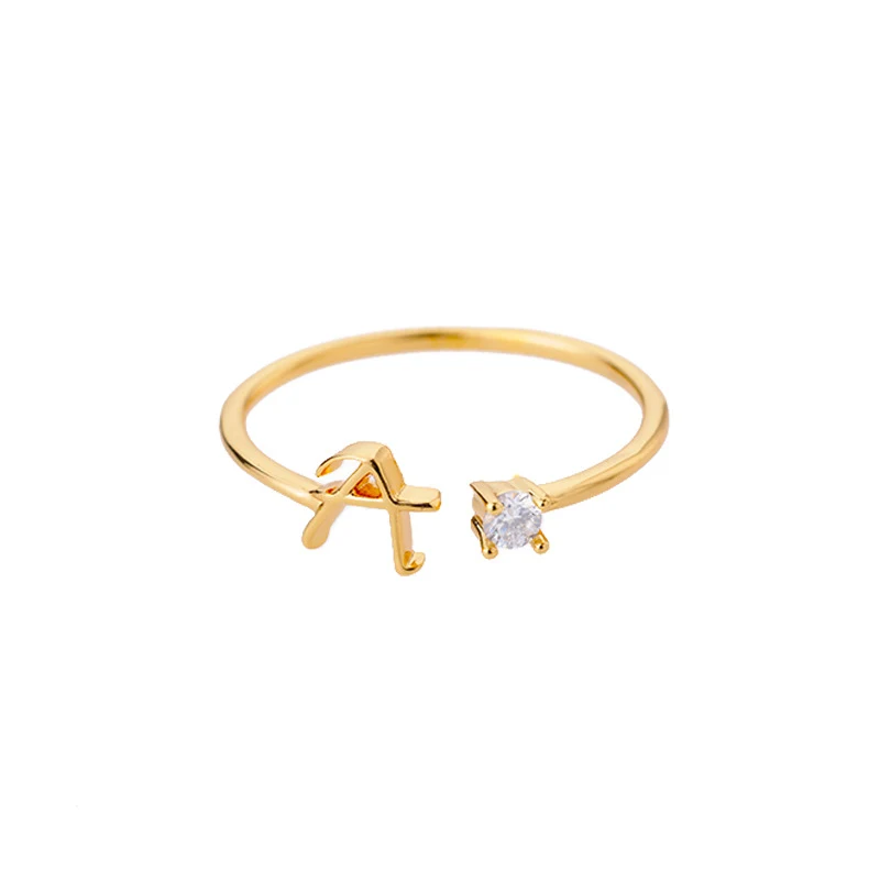 Verstelbare damesring met eenvoudige Engelse letters, perfect voor een persoonlijke en elegante look, gemakkelijk aan te passen en tijdloos design.