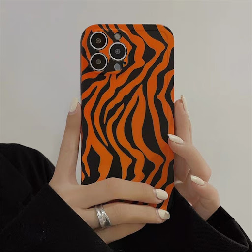 Title 6, Fashion Tiger Pattern Orange Phone Case. Protec...