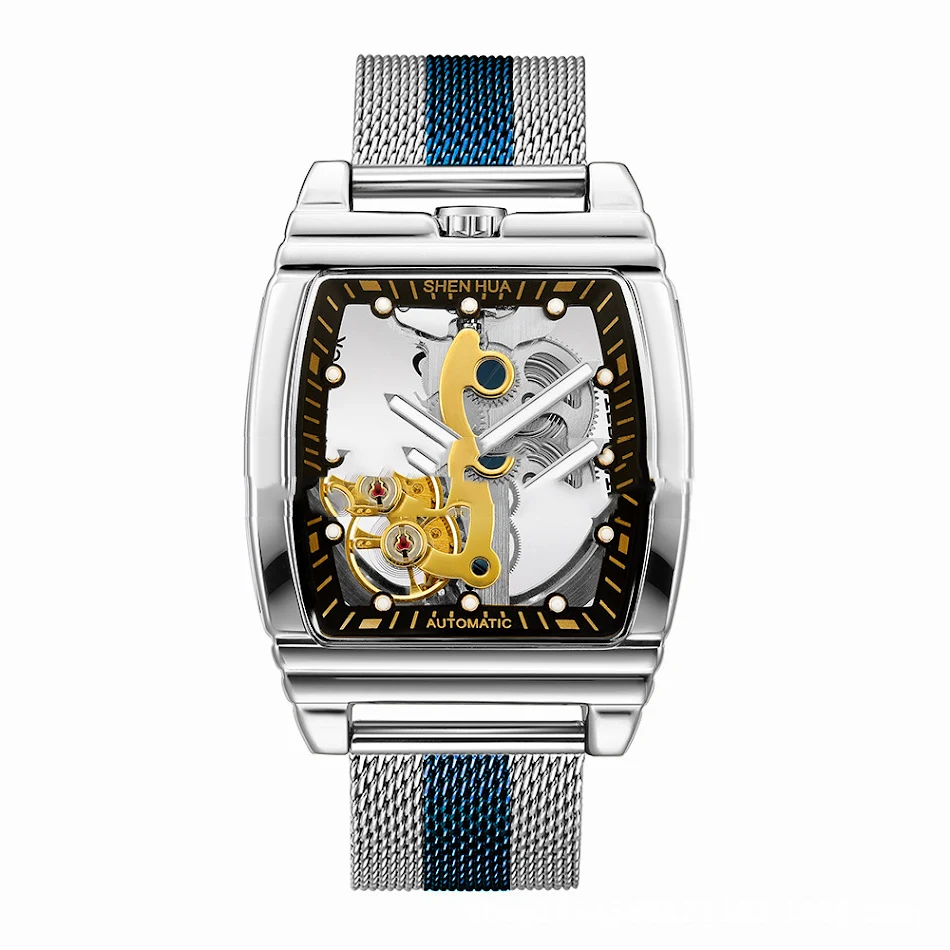 Explosieve, lichtgevende, tonvormige, holle, automatische, waterdichte herenhorloge. Perfect voor avontuurlijke mannen.