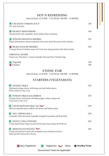 Grand Chanakya menu 