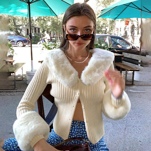 Title 2, Cappotto corto di moda con maniche pelose Slim ...