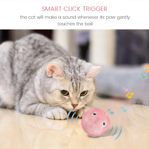 3 pcs Cat Toys Balls Squeaky Plush Cat Toys Battery Operated Cat Interactive Toys Balls Animal Sound Toys for Indoor Hom