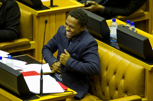 EFF spokesman Mbuyiseni Ndlozi during the oral reply to questions by members of parliament on June 10, 2015 in Cape Town, South Africa.