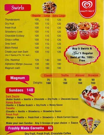 Kwality Wall's Frozen Dessert And Ice Cream Shop menu 