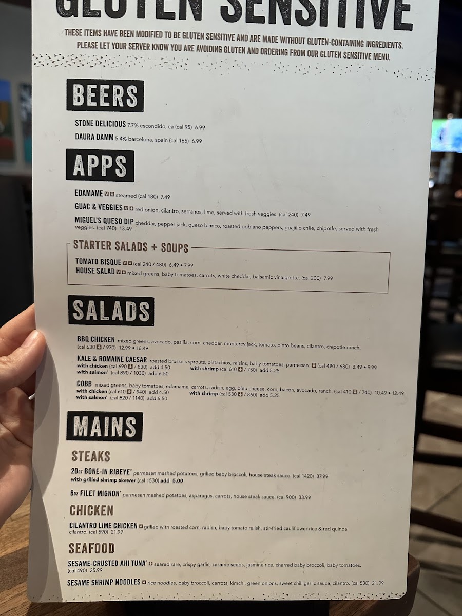 Yard House gluten-free menu