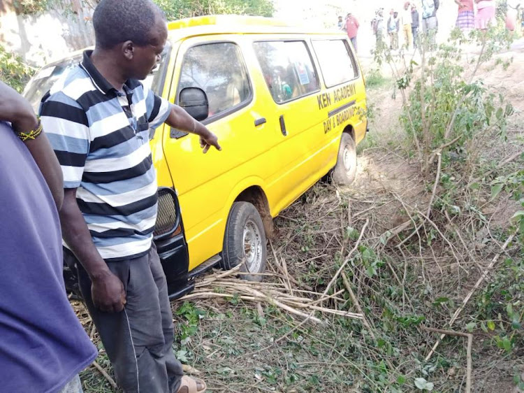 A Ken Academy van that hit four pupils of Nduma Primary School in Kikuyu on Monday, March 8