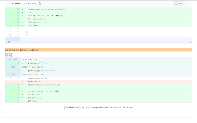 Github Jupyter diff viewer chrome extension