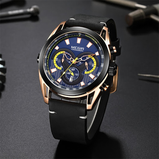 Title 5, Mens trendy blue chronograph sports quartz wat...