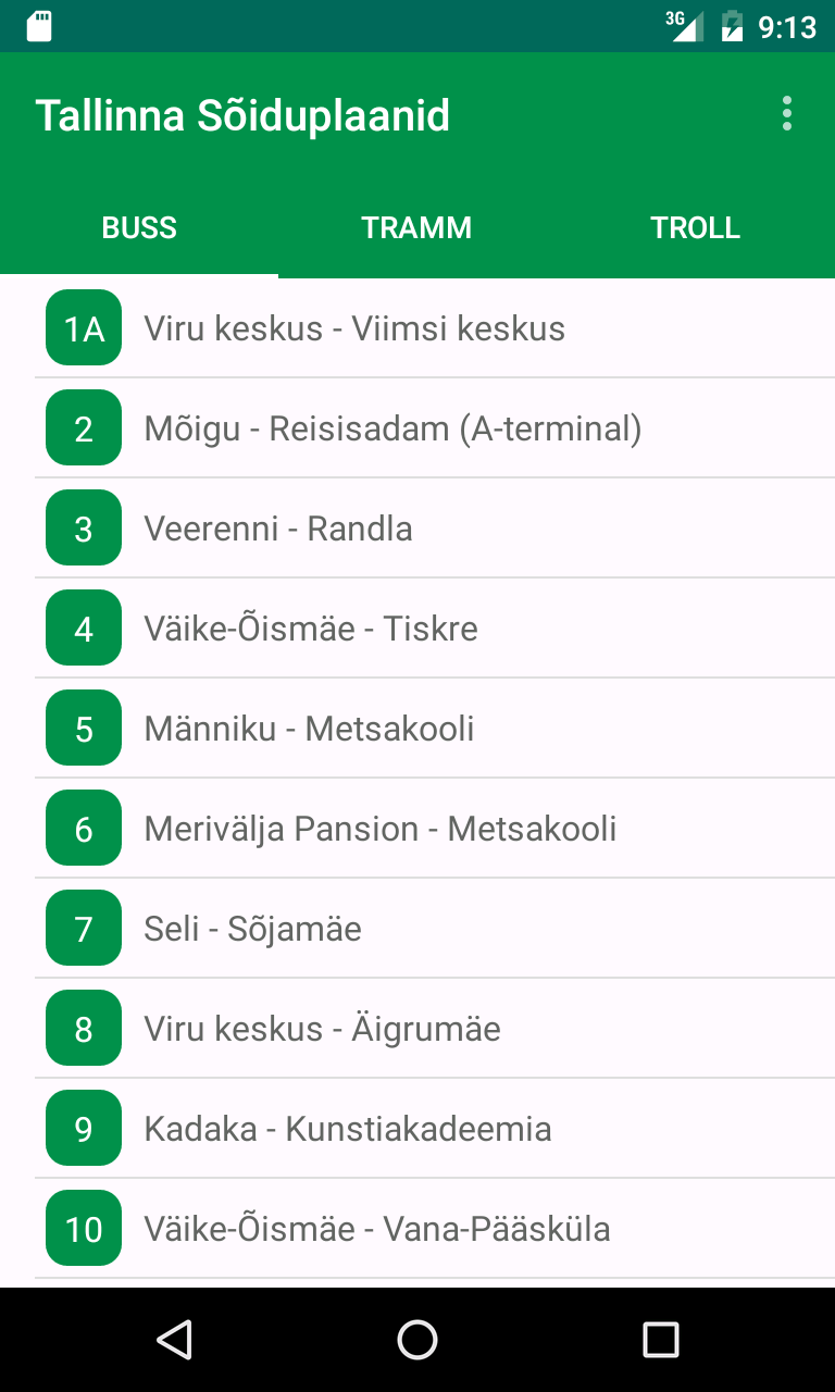 Android application Tallinn Transport screenshort