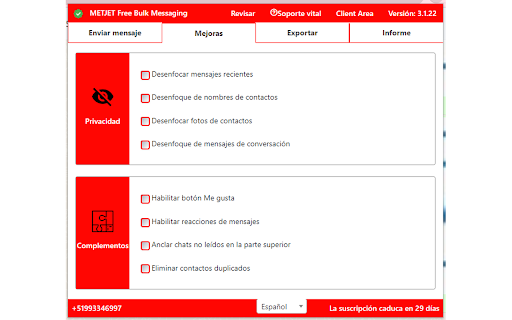 METJET Free Bulk Messaging