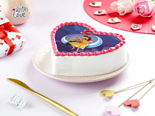 Together Forever Heart Shape Photo Cake