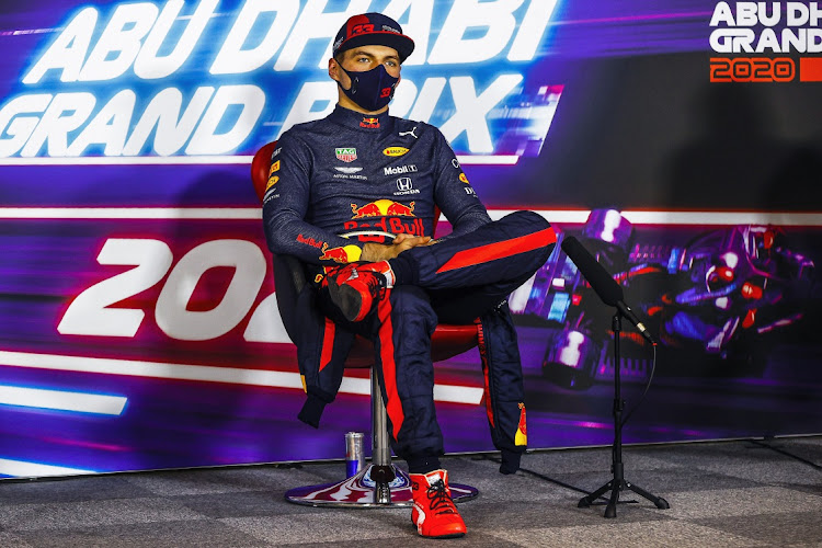 Abu Dhabi race winner Max Verstappen of Red Bull Racing at the post-race media briefing