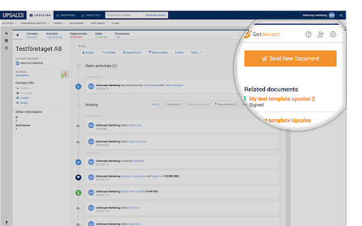 Upsales eSignatures by GetAccept