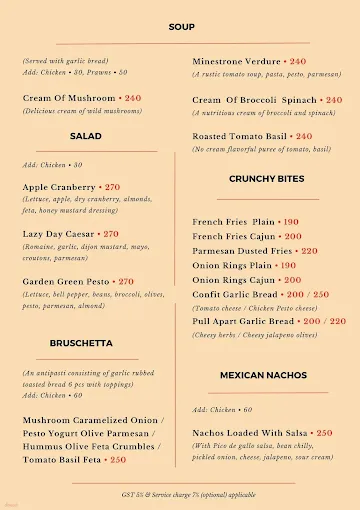 Pepper & Pesto menu 