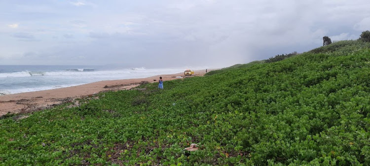 La Lucia beach, where the body of a drowned man washed up covered in shark bites on April 1 2022.