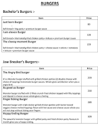 Bachelor Burgers menu 4